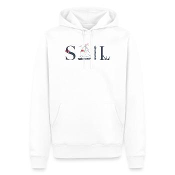 SAIL – Maritimes Typografie Design - Männer Premium Bio Hoodie - Weiß - Vorne - Nico (187cm)