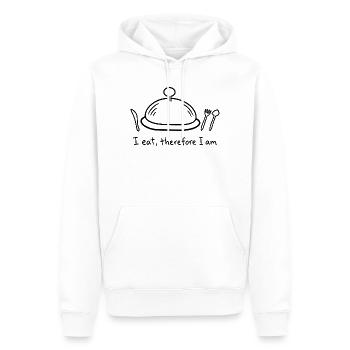 Ich esse, also bin ich - Männer Premium Bio Hoodie - Weiß - Vorne - Nico (187cm)