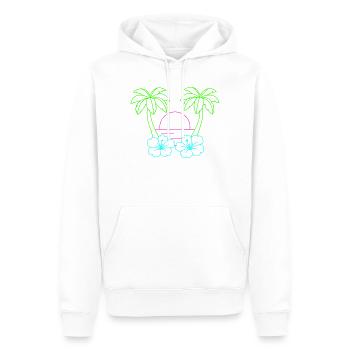 Neon Tropenstrand Sonnenuntergang - Männer Premium Bio Hoodie - Weiß - Vorne - Nico (187cm)
