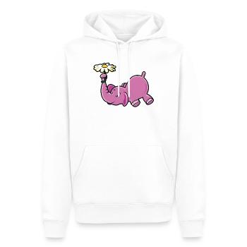 Rosa Elefant mit Gänseblümchen - Männer Premium Bio Hoodie - Weiß - Vorne - Nico (187cm)