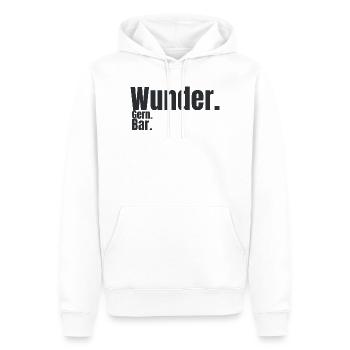 Wunder. Gern. Bar. – Humorvolles Typografie Design - Männer Premium Bio Hoodie - Weiß - Vorne - Nico (187cm)