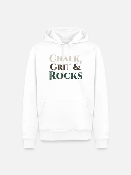 Chalk Grit & Rocks Motif - Men’s Premium Organic Hoodie - white