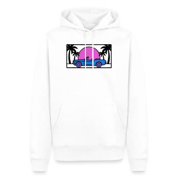 Convertible Palm Trees Sunset Graphic - Men’s Premium Organic Hoodie - white - Front - Nico (187cm)