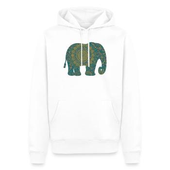 Mandala Elephant Pattern in Teal - Men’s Premium Organic Hoodie - white - Front - Nico (187cm)