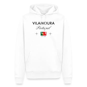 Vilamoura Portugal Coordinates Travel Souvenir - Men’s Premium Organic Hoodie - white - Front - Nico (187cm)