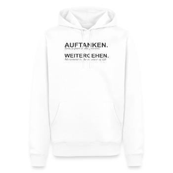 Auftanken & Weitergehen - Repos & Progrès - Sweat à capuche Premium bio Homme - blanc - Devant - Nico (187cm)