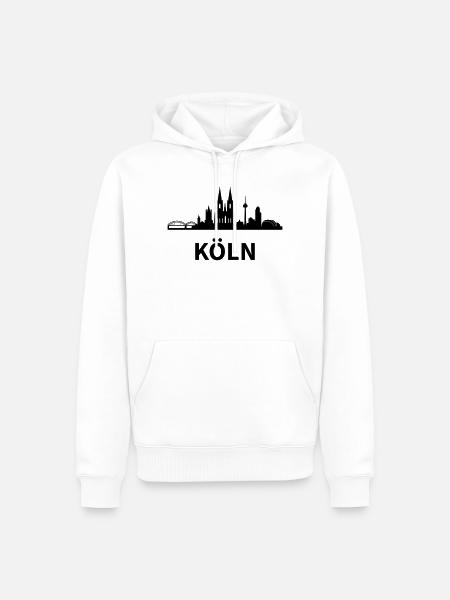 Skyline Köln - Männer Premium Bio Hoodie - Weiß