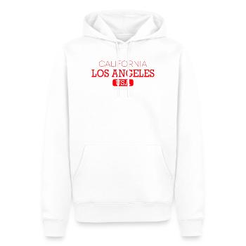 Californie, Los Angeles, Amérique - Sweat à capuche Premium bio Homme - blanc - Devant - Nico (187cm)