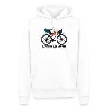 Elevation Is Just A Number Gravel Bikepacking Art - Men’s Premium Organic Hoodie - white - Front - Nico (187cm)
