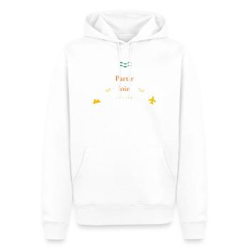 Partir loin — voyage - Sweat à capuche Premium bio Homme - blanc - Devant - Nico (187cm)
