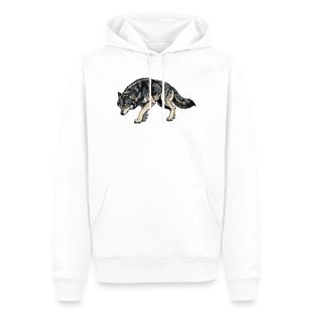 Wolf Illustration - Men’s Premium Organic Hoodie - white - Front - Nico (187cm)