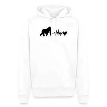 Monkey Heartbeat Heart - Men’s Premium Organic Hoodie - white - Front - Nico (187cm)
