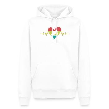Monkey Heartbeat Heart Retro - Men’s Premium Organic Hoodie - white - Front - Nico (187cm)