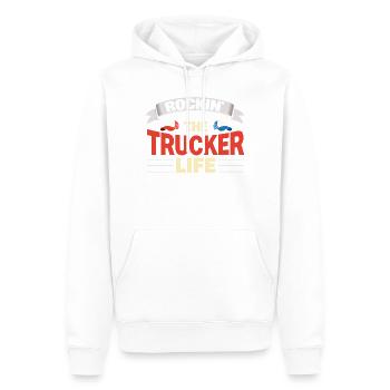 Rockin la vie du routier Chauffeur de camion Vie quotidienne - Sweat à capuche Premium bio Homme - blanc - Devant - Nico (187cm)
