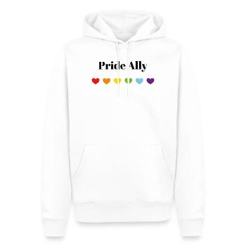 Rainbow Hearts Safe Space Pride Ally - Men’s Premium Organic Hoodie - white - Front - Nico (187cm)