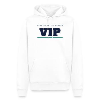 VIP College Lettering - Fête de l’équipe invitée d’honneur - Sweat à capuche Premium bio Homme - blanc - Devant - Nico (187cm)