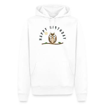 HIBOU. CHOUETTE. JOYEUX ANNIVERSAIRE - Sweat à capuche Premium bio Homme - blanc - Devant - Nico (187cm)