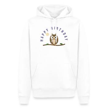 JOYEUX ANNIVERSAIRE. HAPPY BIRTHDAY. ANNIVERSAIRE. - Sweat à capuche Premium bio Homme - blanc - Devant - Nico (187cm)