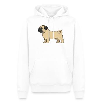 Dessin de dessin animé de carlin - Sweat à capuche Premium bio Homme - blanc - Devant - Nico (187cm)