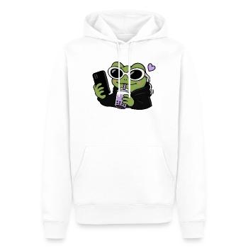 Selfie Boba de la Grenouille de la génération Z Kawaii Esthétique Grenouille drôle - Sweat à capuche Premium bio Homme - blanc - Devant - Nico (187cm)