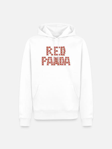 Cartoon-Rotpanda-Typografie - Männer Premium Bio Hoodie - Weiß