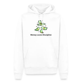 L’argent aime la discipline – Mentalité des affaires - Sweat à capuche Premium bio Homme - blanc - Devant - Nico (187cm)