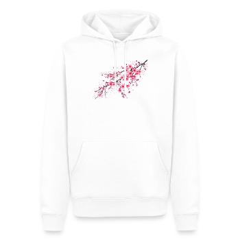 Branches de cerisier Branches de Sakura Cerisier - Sweat à capuche Premium bio Homme - blanc - Devant - Nico (187cm)