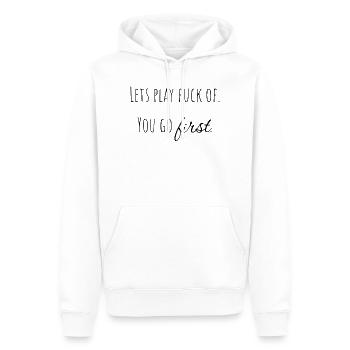 On va jouer à la f*t - tu commences. - Sweat à capuche Premium bio Homme - blanc - Devant - Nico (187cm)