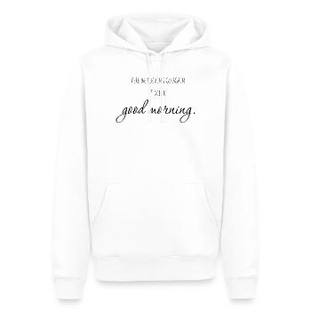 C’est reparti. Je veux dire : Bonjour ! - Sweat à capuche Premium bio Homme - blanc - Devant - Nico (187cm)