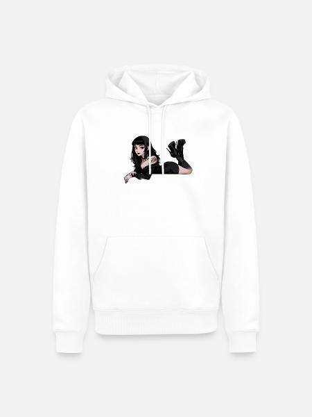 Gothic Pinup Dunkel Eleganz - Männer Premium Bio Hoodie - Weiß