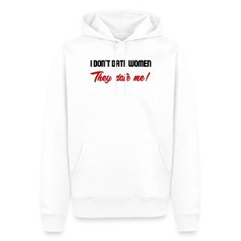 Ils sortent avec moi ! - Sweat à capuche Premium bio Homme - blanc - Devant - Nico (187cm)