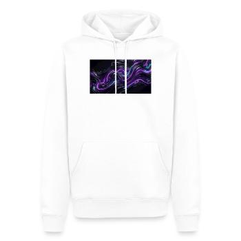 Абстрактные черные волны с неоновыми фиолетовыми и - Sweat à capuche Premium bio Homme - blanc - Devant - Nico (187cm)