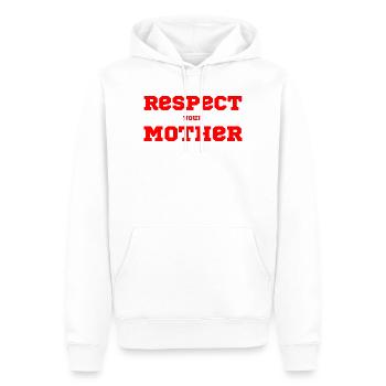 Respectez votre mère – Dire - Sweat à capuche Premium bio Homme - blanc - Devant - Nico (187cm)