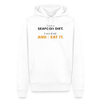 Alimentation diététique de fruits de mer - Sweat à capuche Premium bio Homme - blanc - Devant - Nico (187cm)