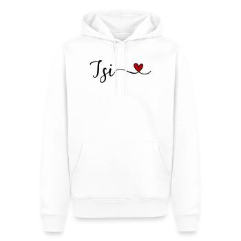 Isi avec le cœur - Sweat à capuche Premium bio Homme - blanc - Devant - Nico (187cm)