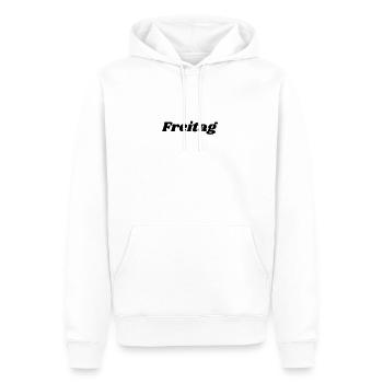Freitag Schriftzug - Männer Premium Bio Hoodie - Weiß - Vorne - Nico (187cm)
