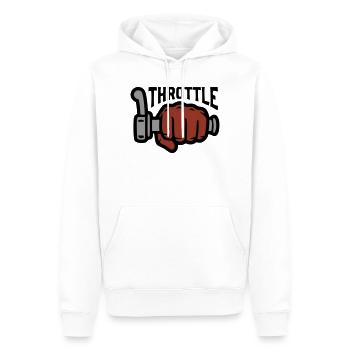 Throttle Gasgriff Schriftzug - Männer Premium Bio Hoodie - Weiß - Vorne - Nico (187cm)