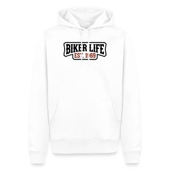 Logo de lettrage Biker Life - Sweat à capuche Premium bio Homme - blanc - Devant - Nico (187cm)