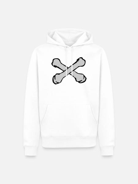 Crossing Bones Silhouette - Men’s Premium Organic Hoodie - white