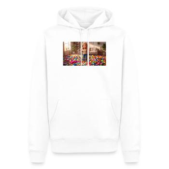 Girl Standing Barefoot in a Room Full of Slippers - Männer Premium Bio Hoodie - Weiß - Vorne - Nico (187cm)