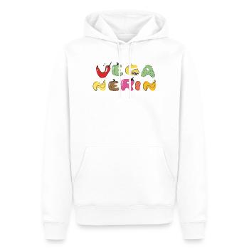 Lettres végétaliennes colorées de légumes - Sweat à capuche Premium bio Homme - blanc - Devant - Nico (187cm)