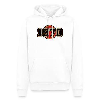 Logo rétro de l’année de naissance de 1970 - Sweat à capuche Premium bio Homme - blanc - Devant - Nico (187cm)