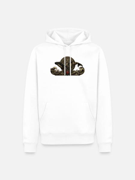 Steampunk-Wal mit Edelsteinen - Männer Premium Bio Hoodie - Weiß