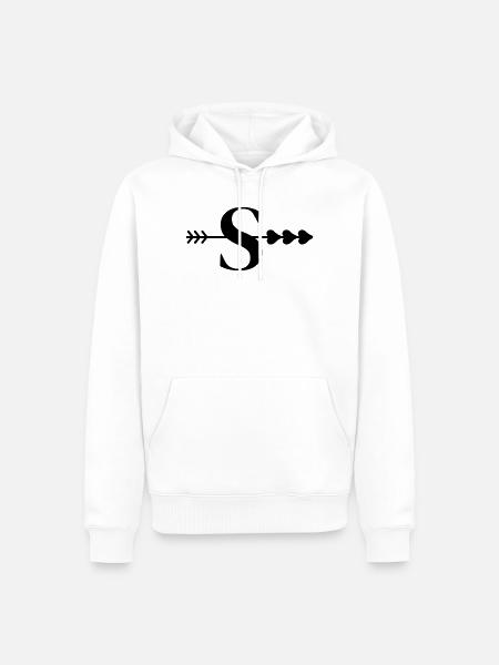 Buchstabe S Pfeilherz - Männer Premium Bio Hoodie - Weiß