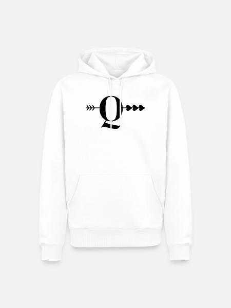 Buchstabe Q Pfeilherz - Männer Premium Bio Hoodie - Weiß