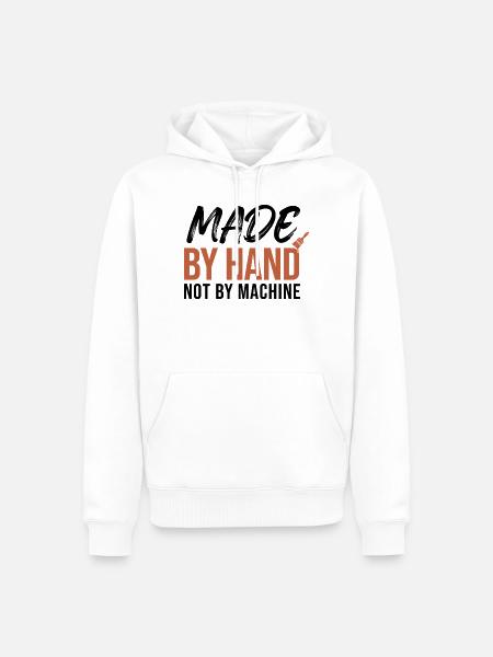 Handgemacht mit Humor - Männer Premium Bio Hoodie - Weiß