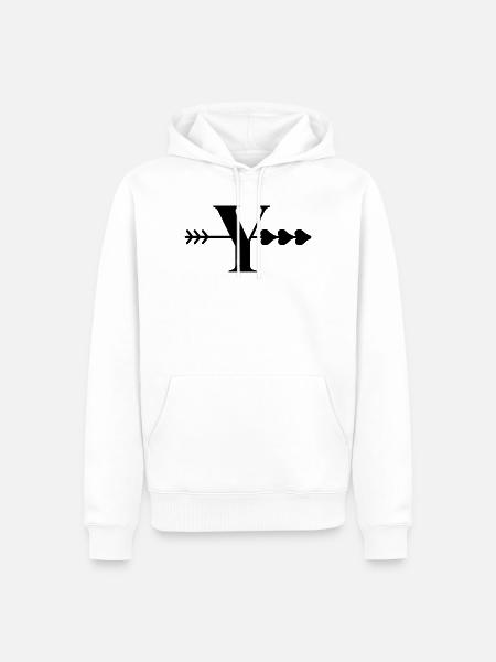 Buchstabe y Pfeil Herz - Männer Premium Bio Hoodie - Weiß