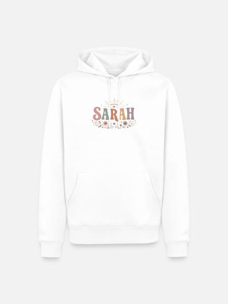 Sarah Blütenkranz mit Sonnenstrahlen - Männer Premium Bio Hoodie - Weiß