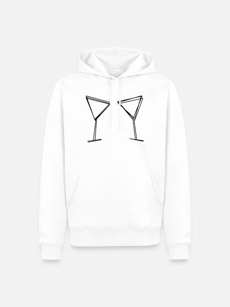 Zwei Gläser handgezeichnet - Männer Premium Bio Hoodie - Weiß