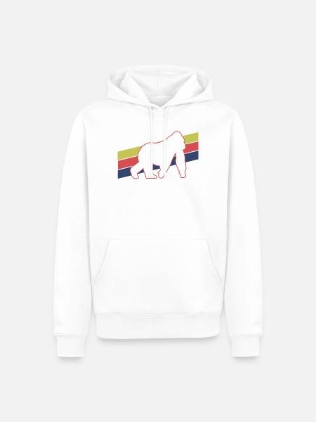 Affe Silhouette Retro - Männer Premium Bio Hoodie - Weiß